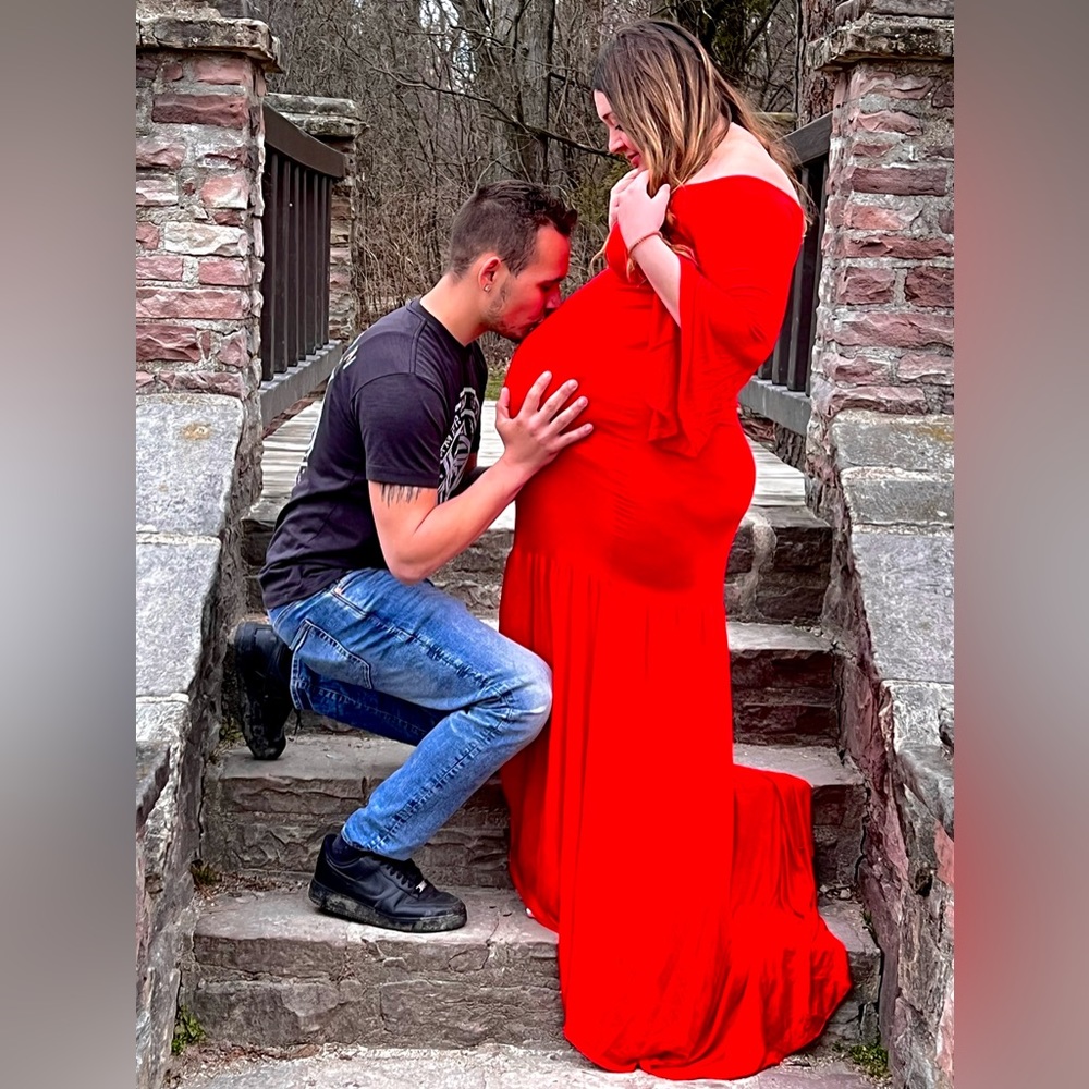 Red maternity dress